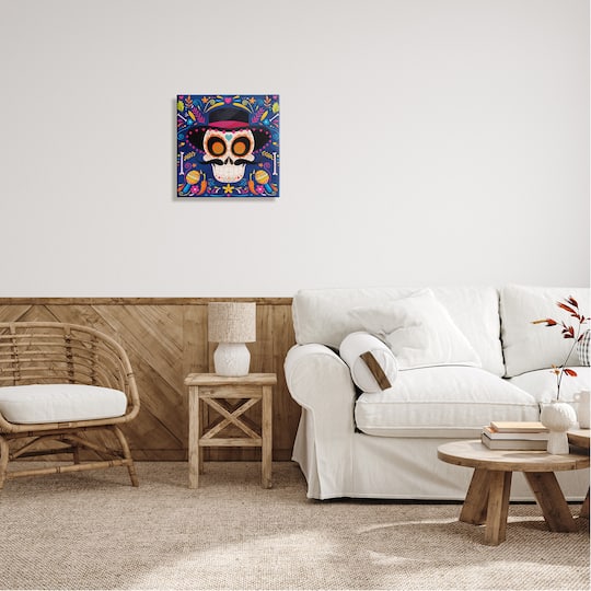Stupell Industries Day Of Dead Patterned Skull Canvas Wall Art